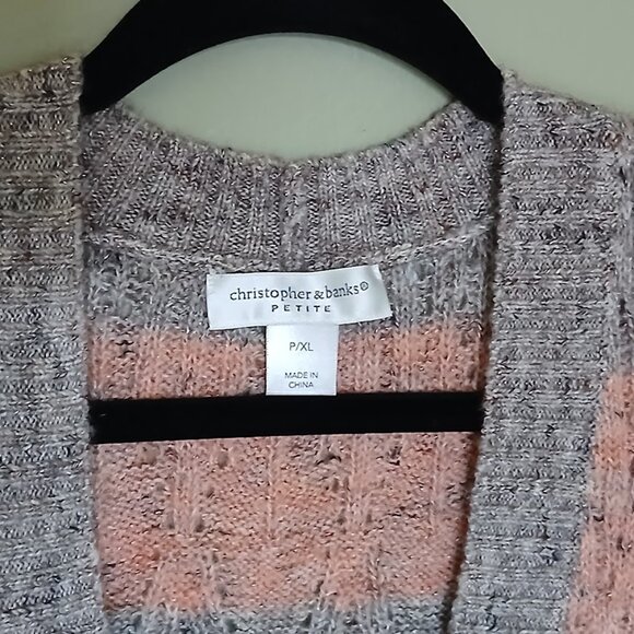 Christopher & Banks Striped Cardigan Knit Sweater | Women's Petite XL - Picture 2 of 5